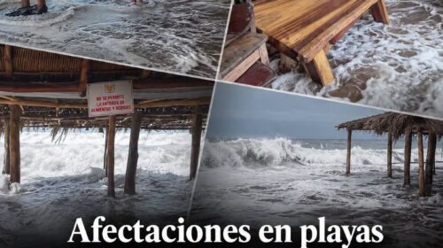 Olas de hasta 3 metros en San Blas derriban ramadas y llegan hasta las calles